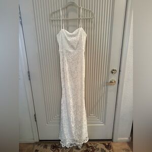 Lulu's Elegant White Lace Wedding Dress